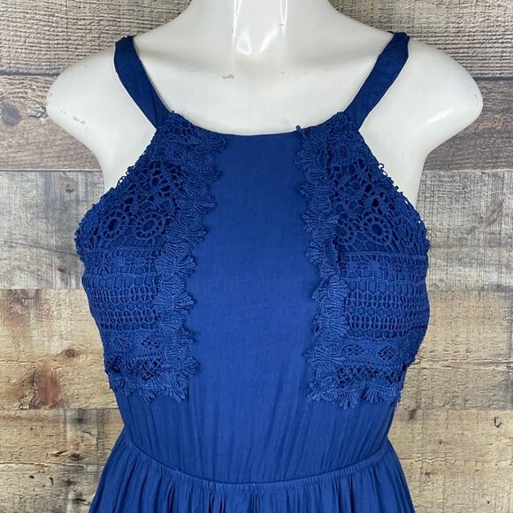 Altar'd State Mala Maxi Dress Sleeveless Crochet Lace Teal Blue Size Small - Picture 2 of 9